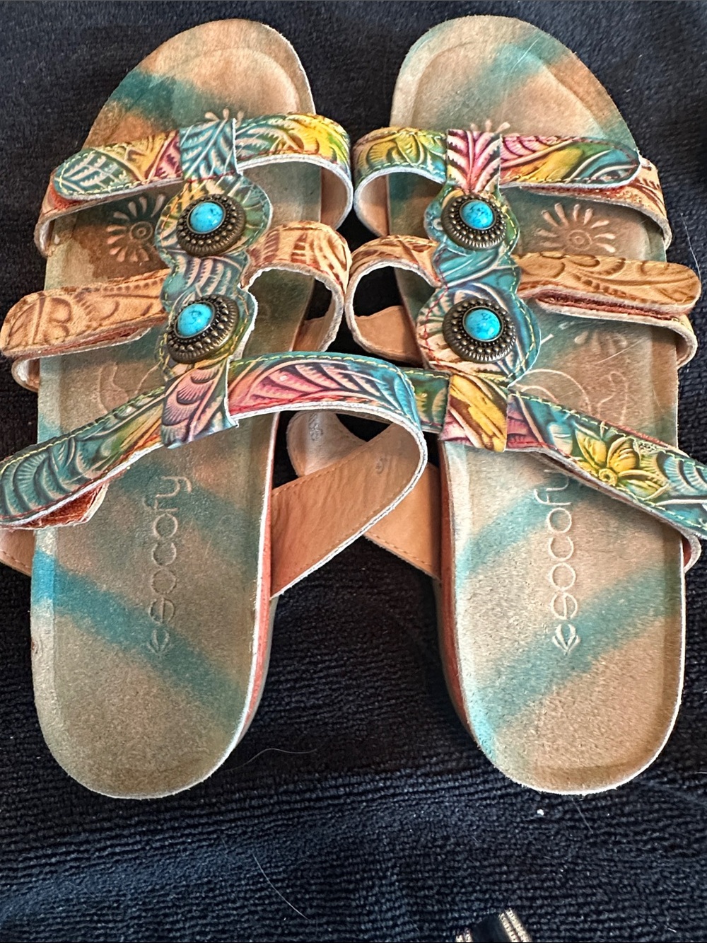 Hand-Painted Turquoise Accent Women’s Sandals
